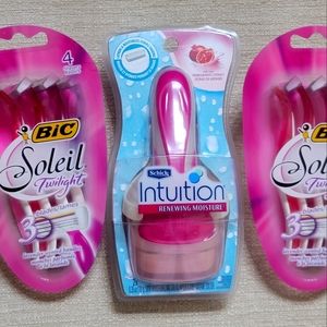 Set of 3 Razor Schick Intuition Pomegranate Bic Soleil